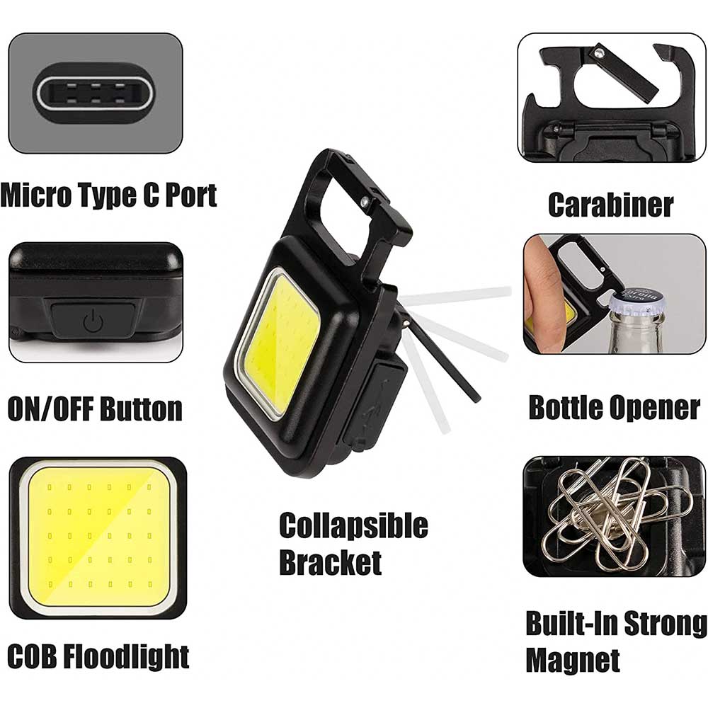 Cob rechargeable keychain light